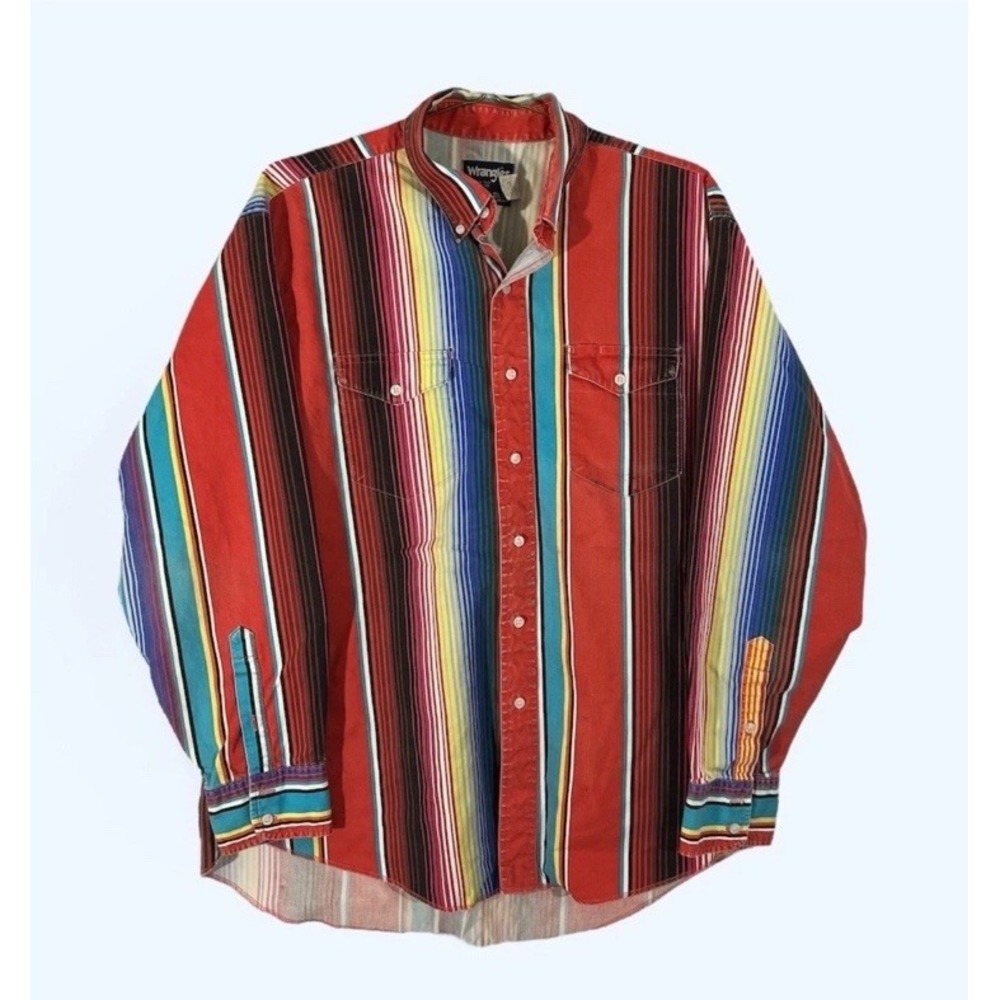 Vintage Wrangler Brushpopper Shirt XL Western Rodeo Cowboy Striped